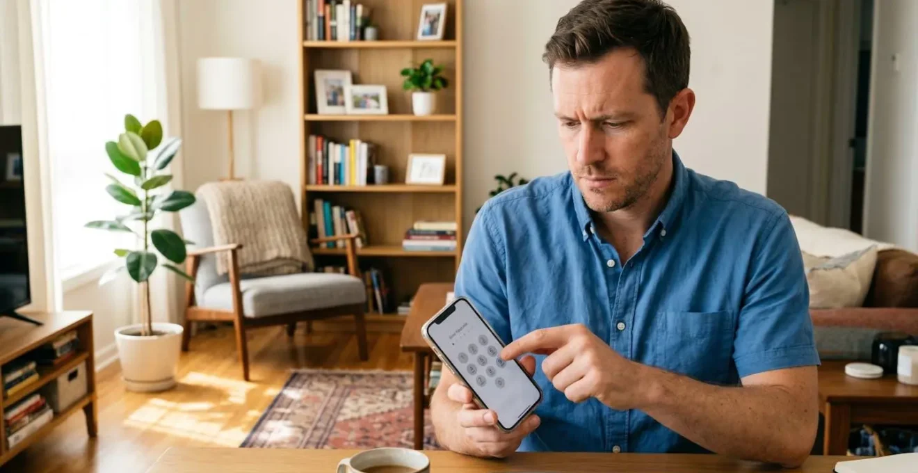 Homme vérifiant un code OTP sur son smartphone pour authentifier la réception d'un document sécurisé